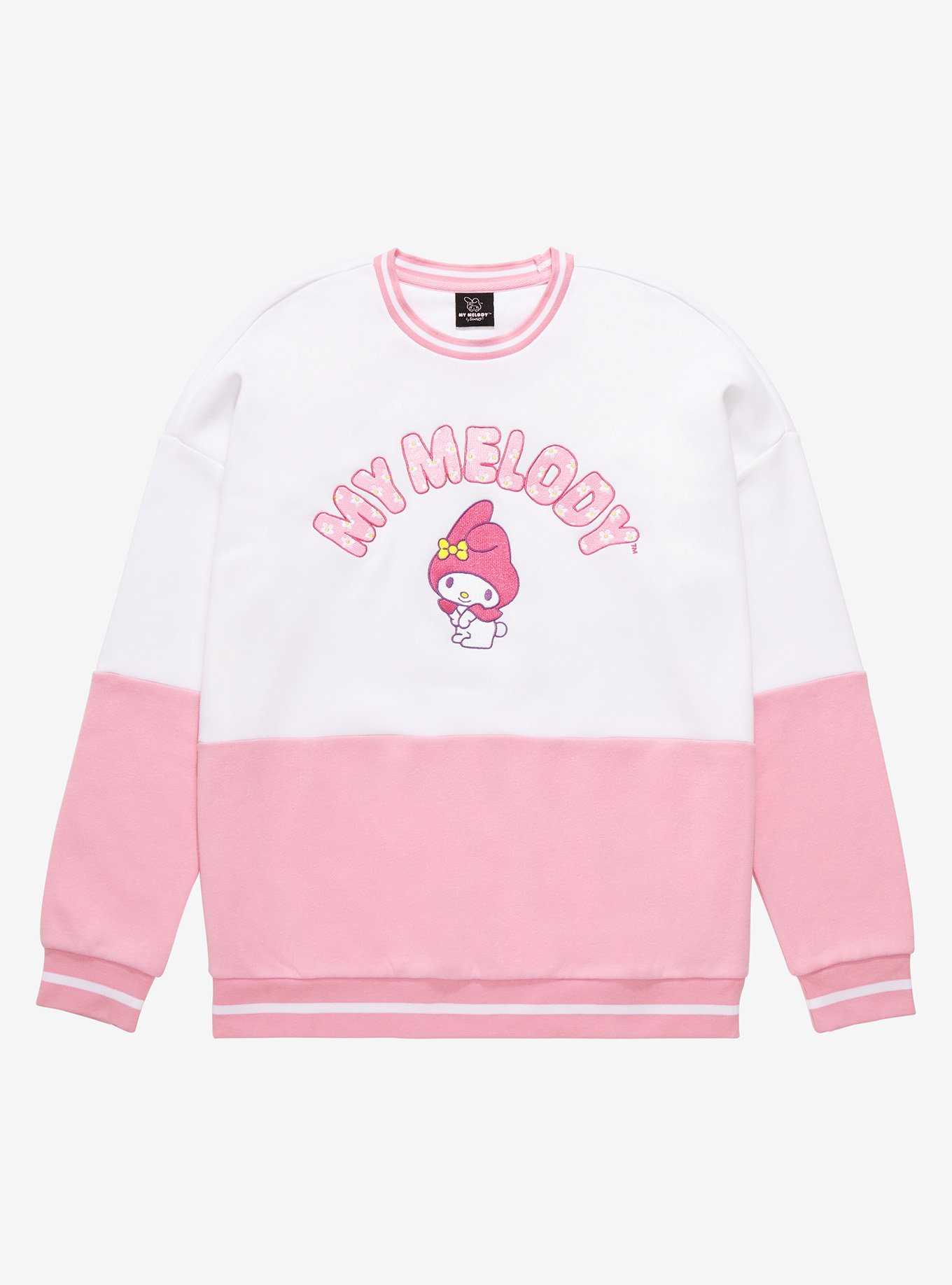 Sanrio My Melody Embroidered Panel Crewneck - BoxLunch Exclusive, , hi-res