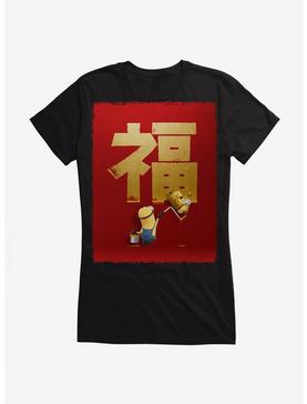 Minions Chinese New Year Celebration Wall Girls T-Shirt, BLACK, hi-res