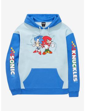 Plus Size Sonic the Hedgehog Sonic & Knuckles Retro Two-Tone Hoodie - BoxLunch Exclusive, , hi-res