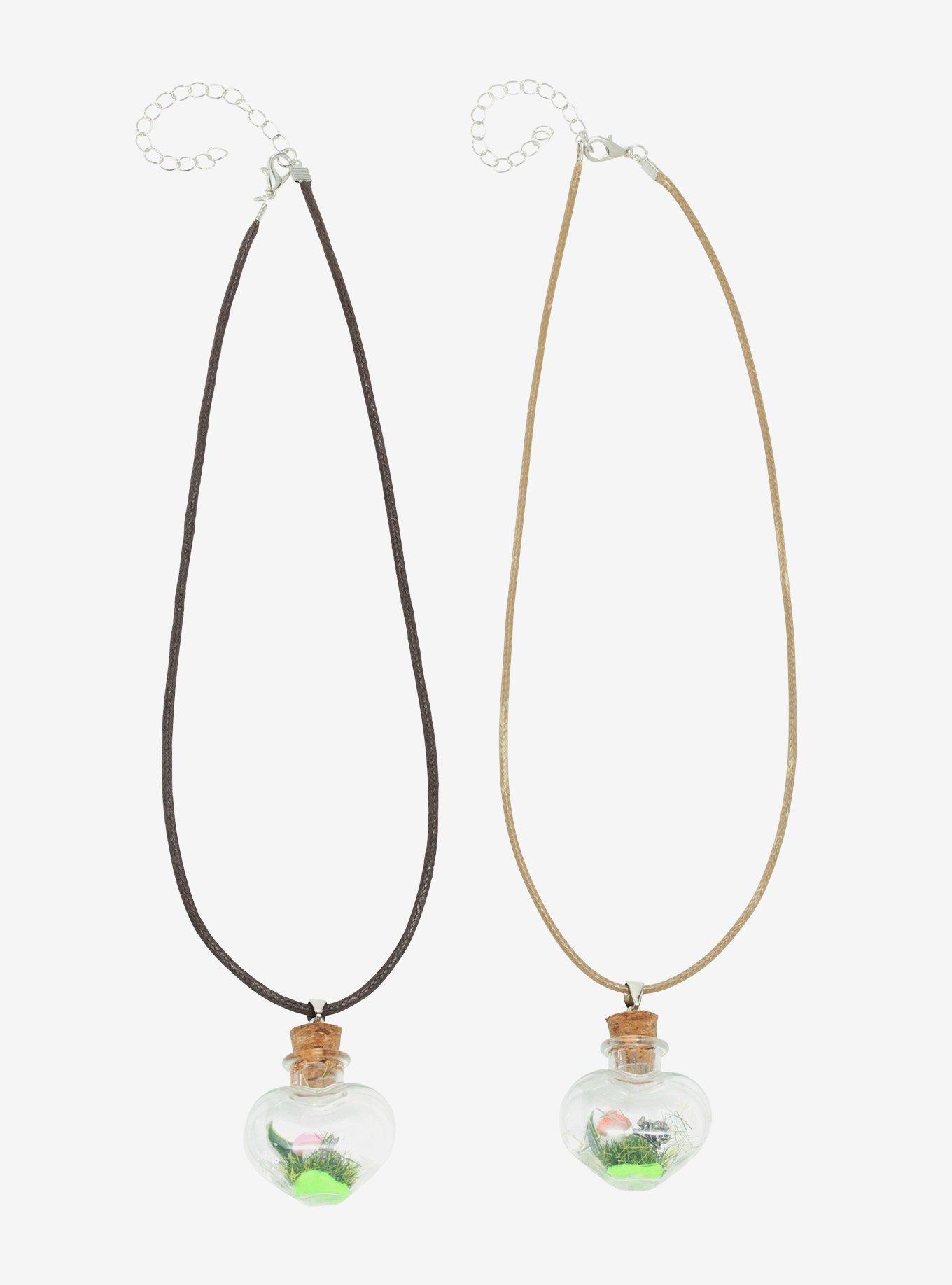 Heart Terrarium Cord Best Friend Necklace Set, , hi-res