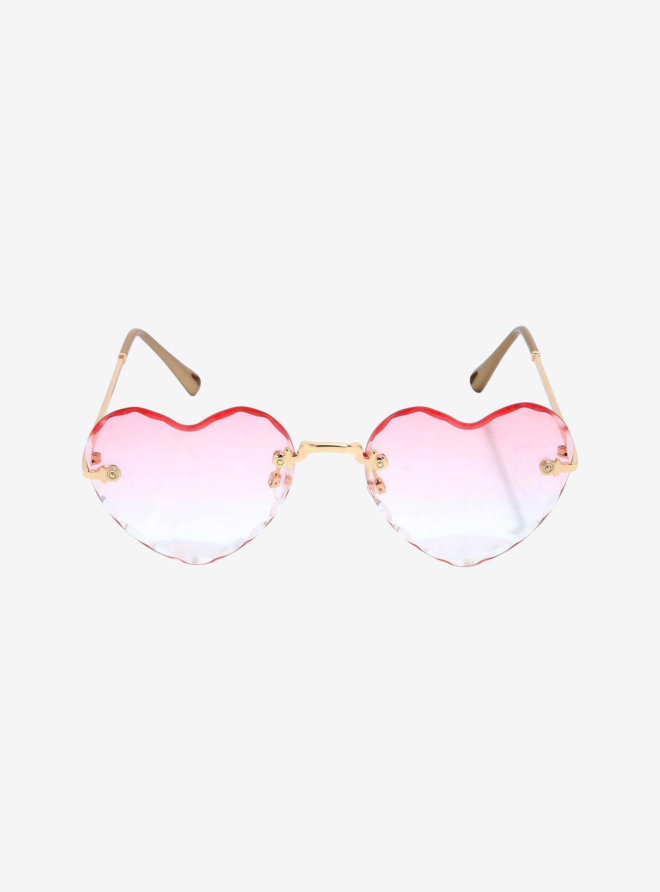 Pastel Ombre Pink Textured Heart Sunglasses, , hi-res