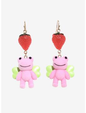 Fairy Frog Strawberry Drop Earrings, , hi-res