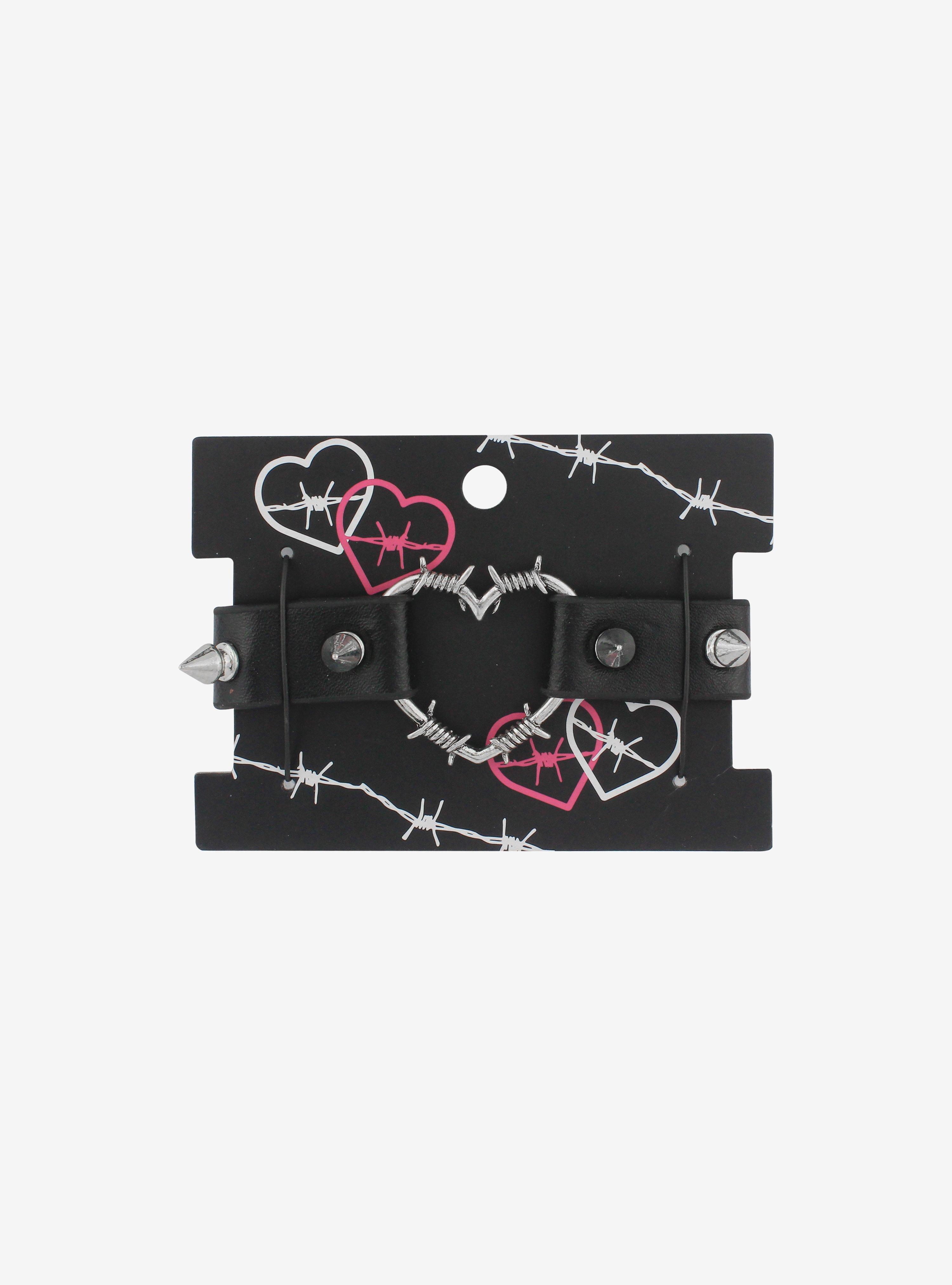 Heart Barbed Wire Spiked Cuff, , hi-res