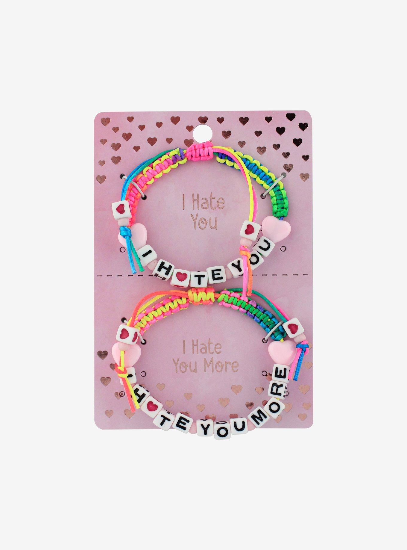 I Hate You Beads Rainbow Cord Best Friend Bracelet Set