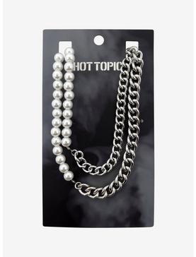 Pearl Chain Contrast Necklace, , hi-res