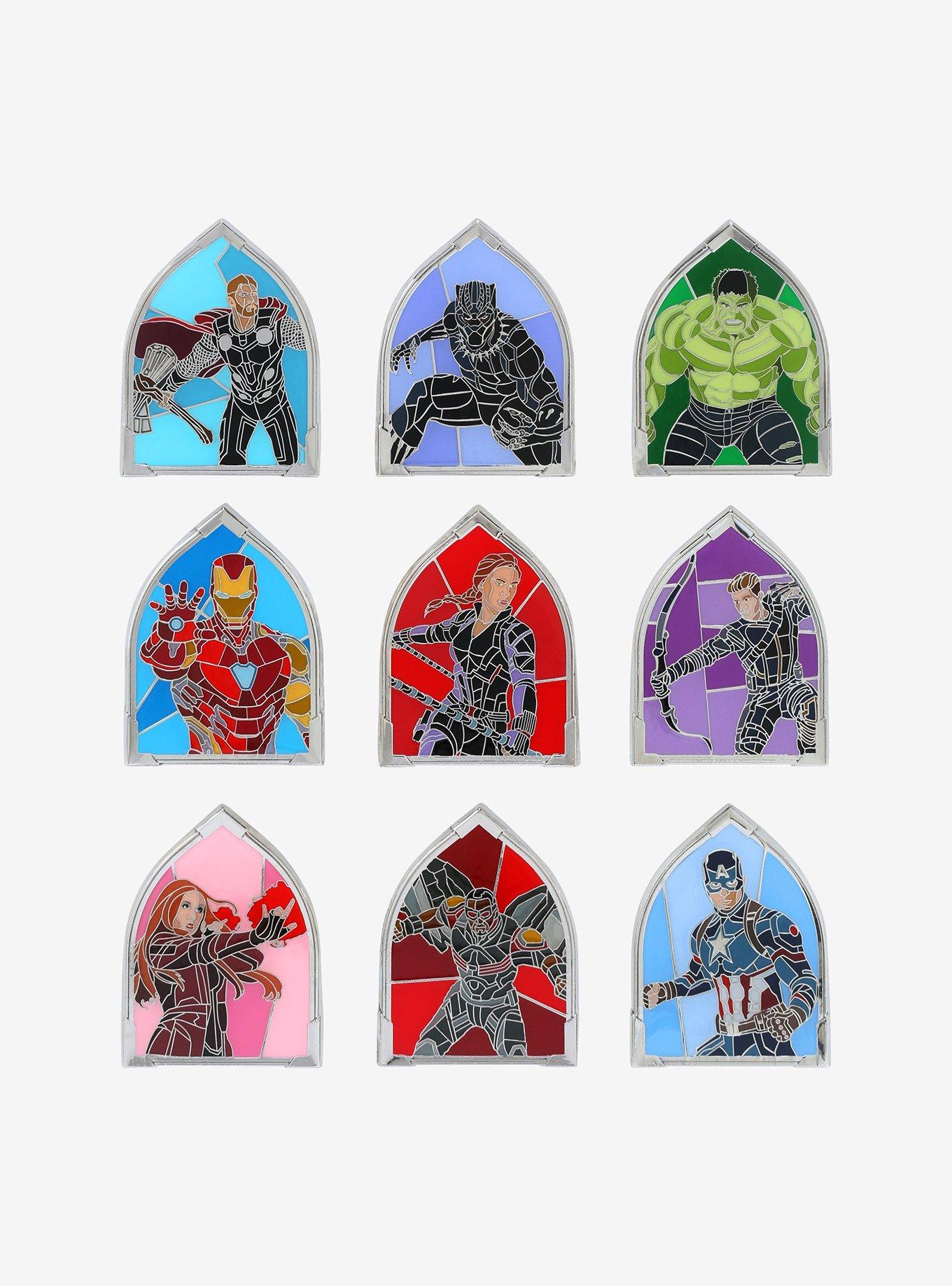 Loungefly Marvel The Avengers Stained Glass Window Portraits Blind Box Enamel Pin - BoxLunch Exclusive, , hi-res