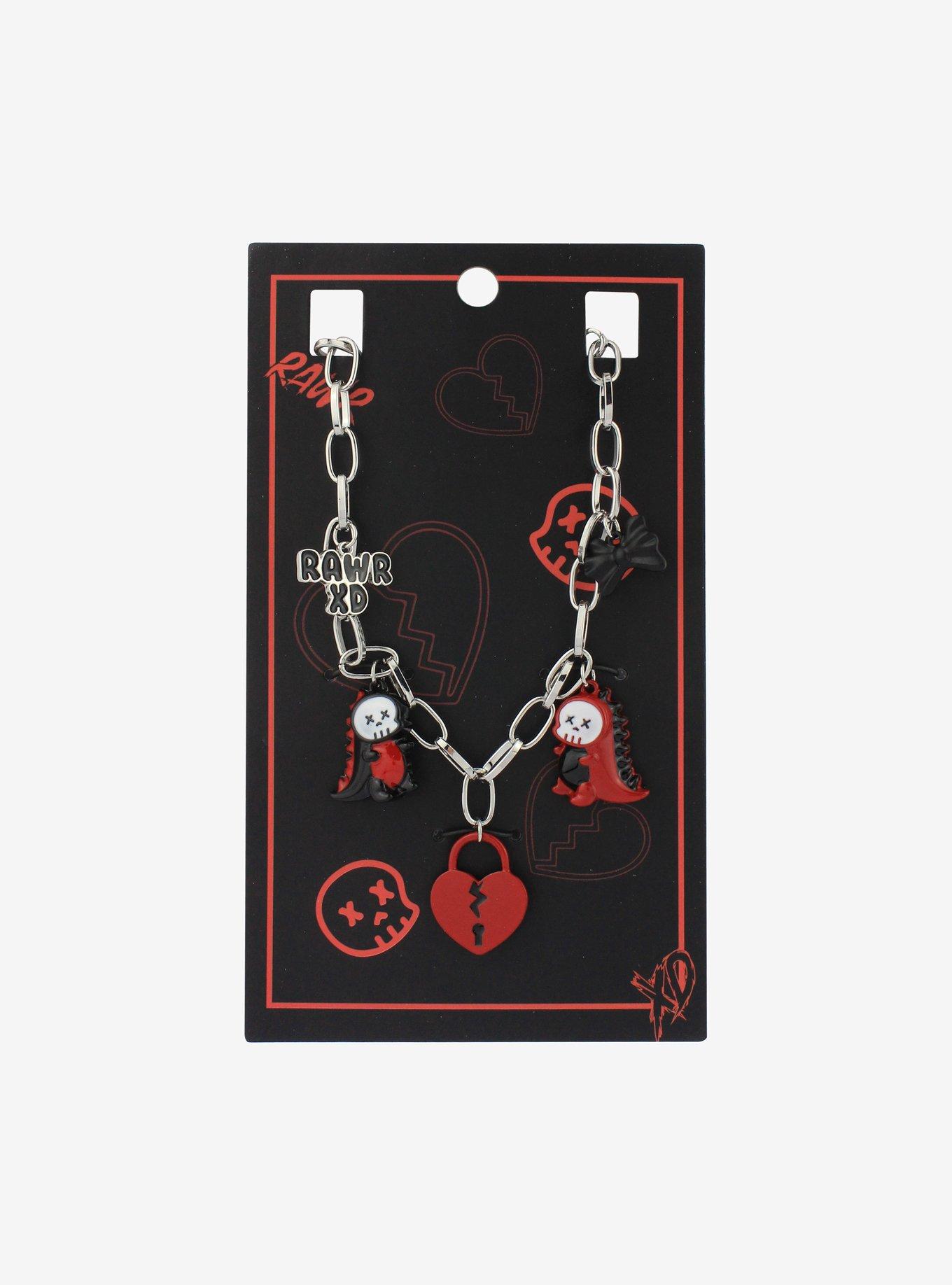 Skull Dinosaur Rawr XD Charm Necklace, , hi-res