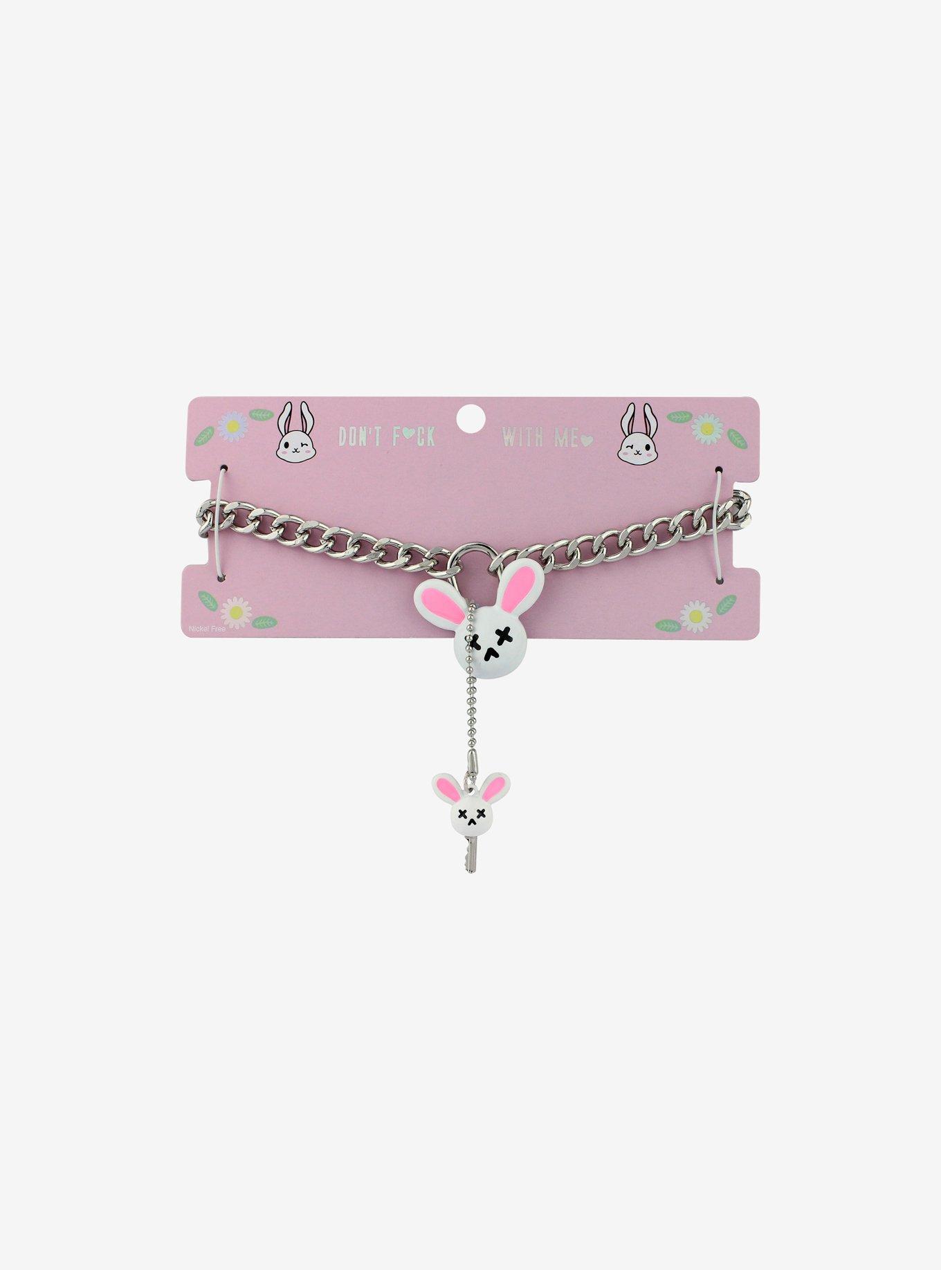 Dead Bunny Padlock & Key Chain Necklace, , hi-res