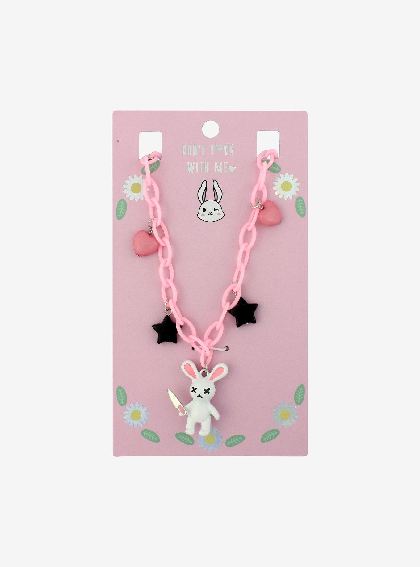 Dead Bunny Charm Chunky Chain Necklace, , hi-res