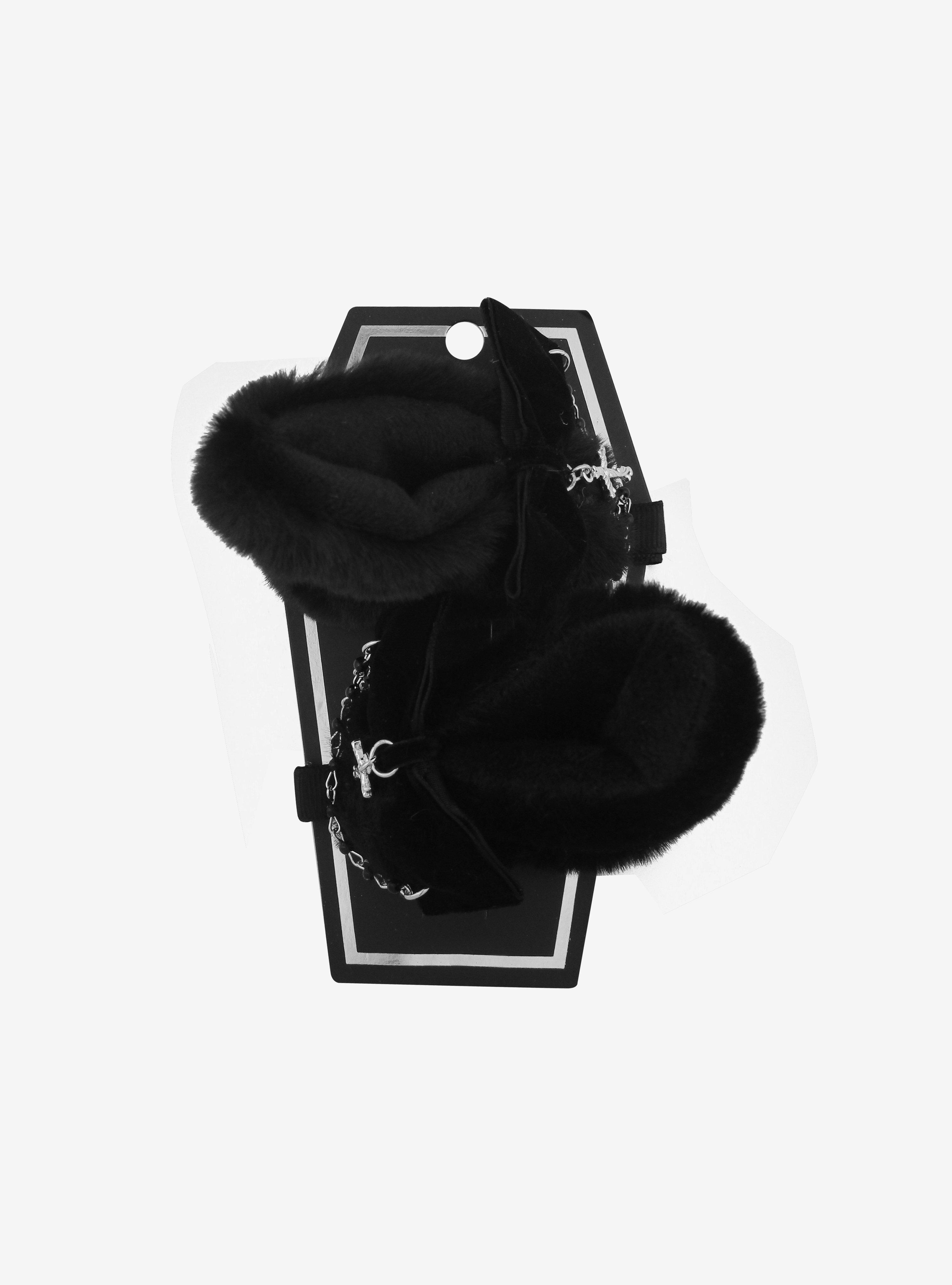 Black Cross Fuzzy Cat Ear Hair Clip Set, , hi-res
