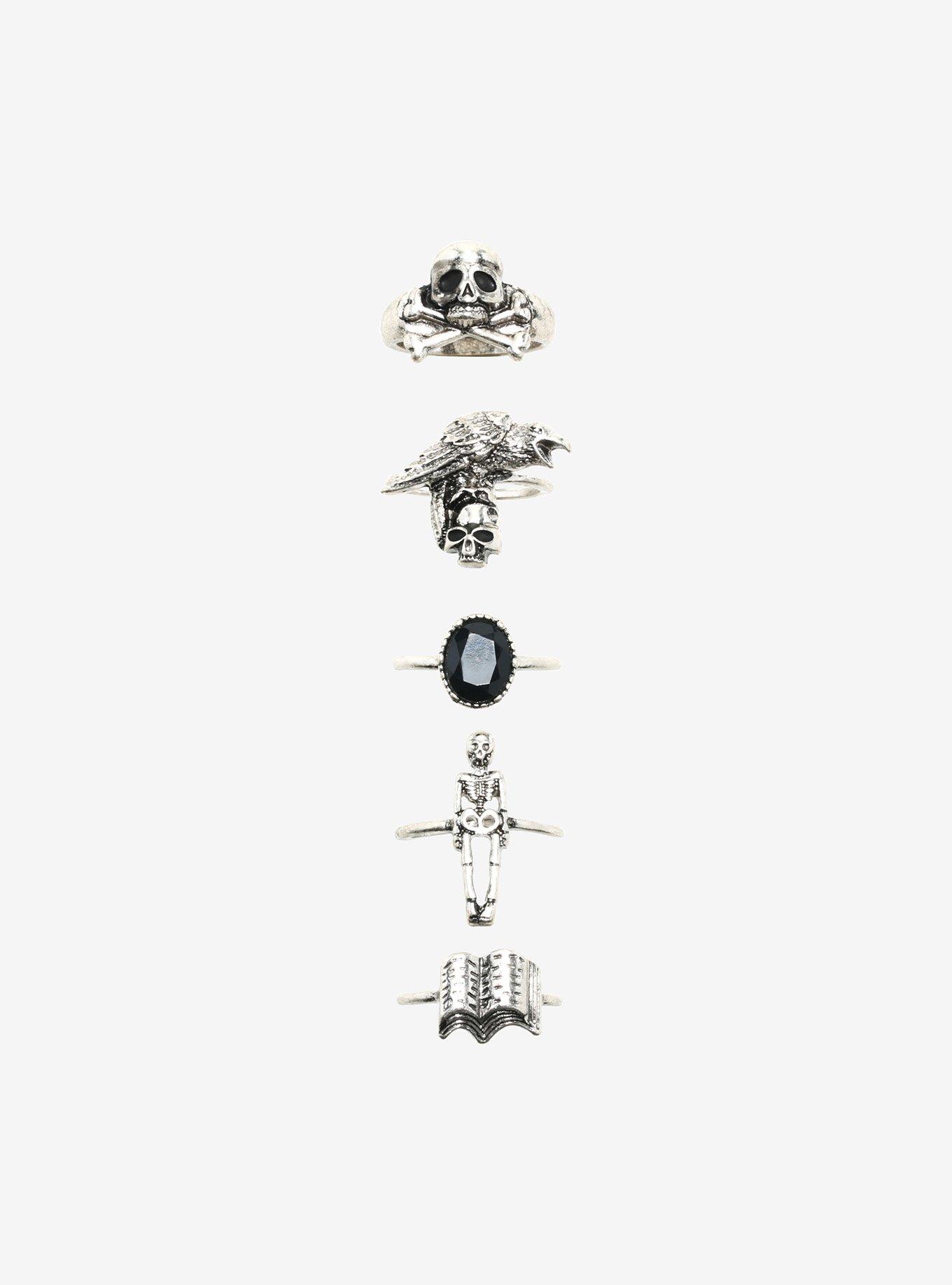 Skull Book Raven Ring Set | Hot Topic