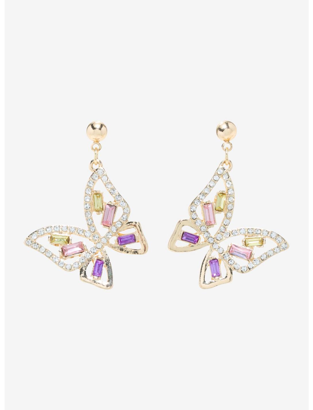Crystal Butterfly Drop Earrings, , hi-res