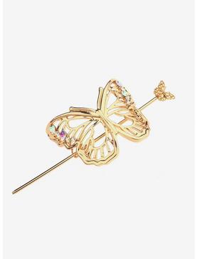 Gold Butterfly Bun Pin, , hi-res