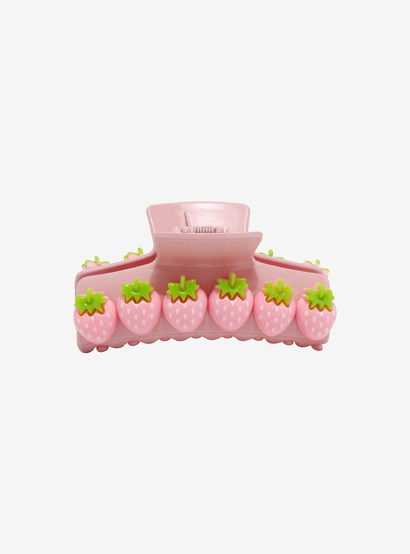 Pink Strawberry Charm Hair Clip, , hi-res