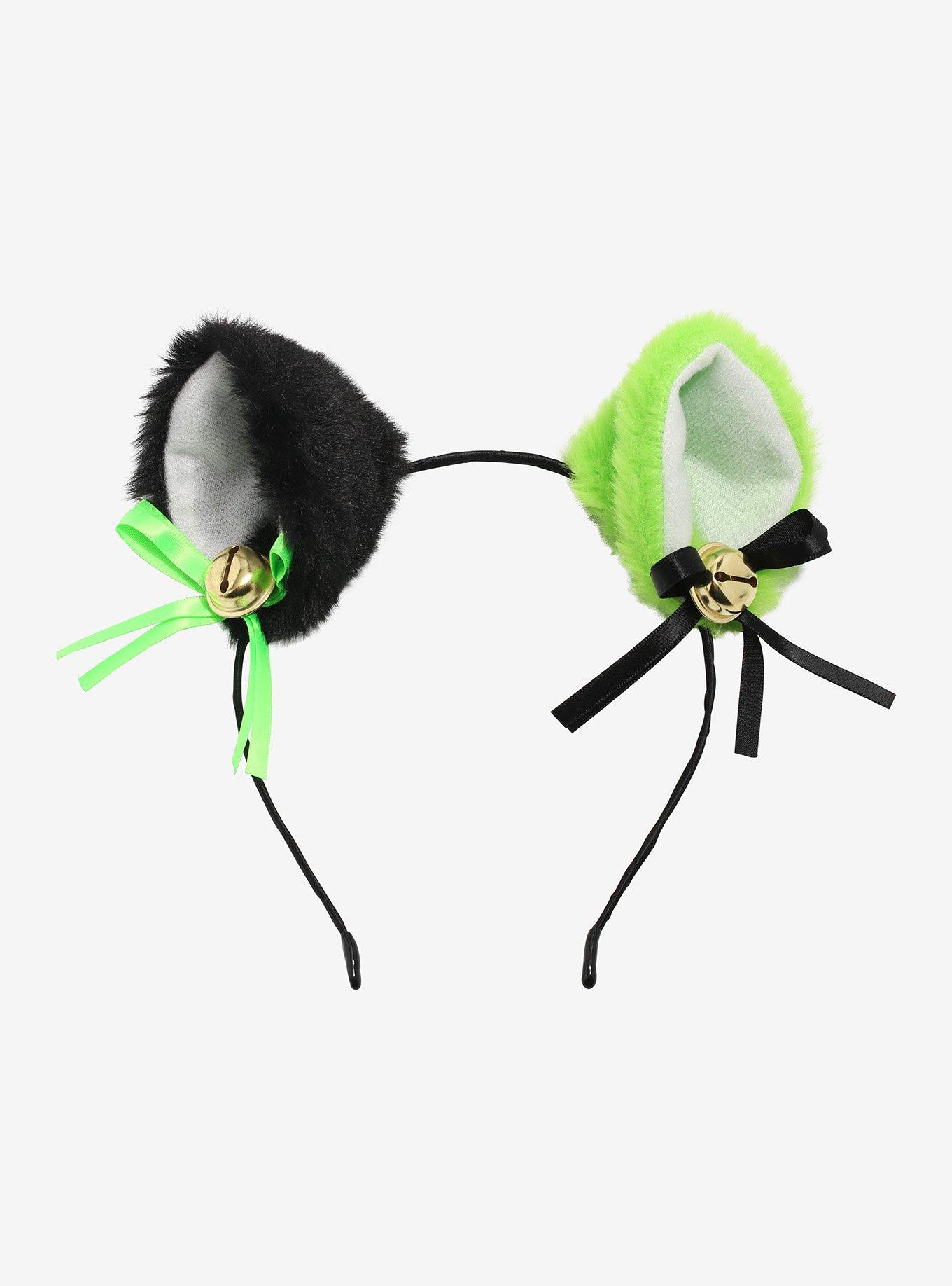 Green & Black Mismatch Cat Ear Headband