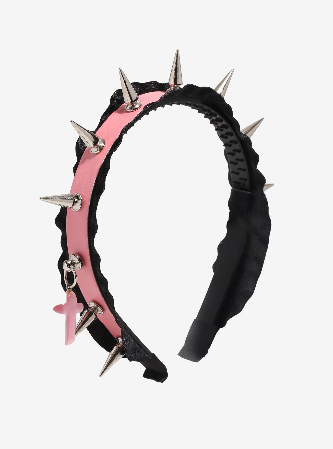 Pink & Black Spike Headband, , hi-res