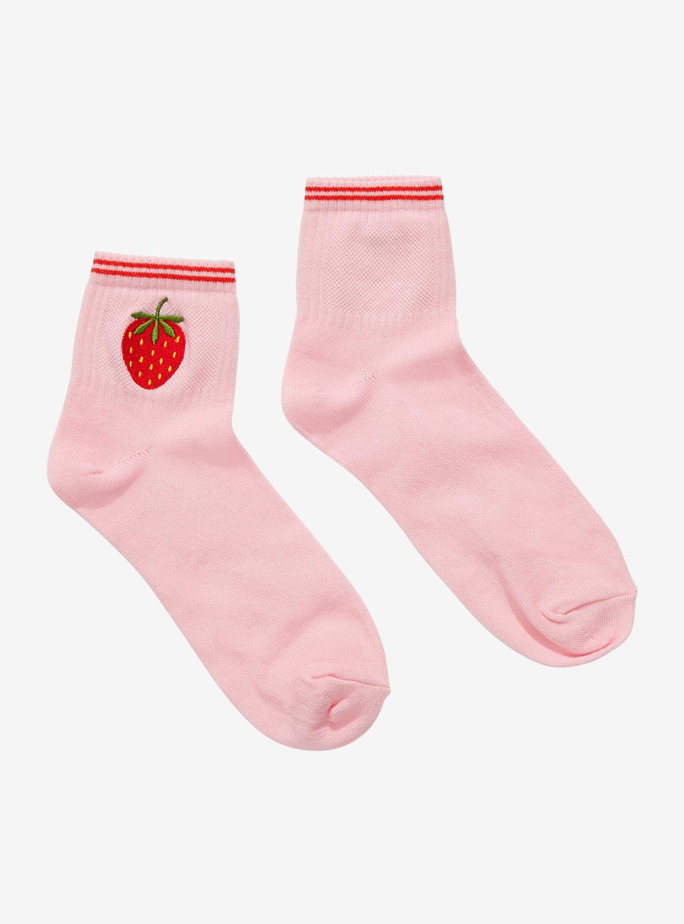 Pink Strawberry Ankle Socks, , hi-res