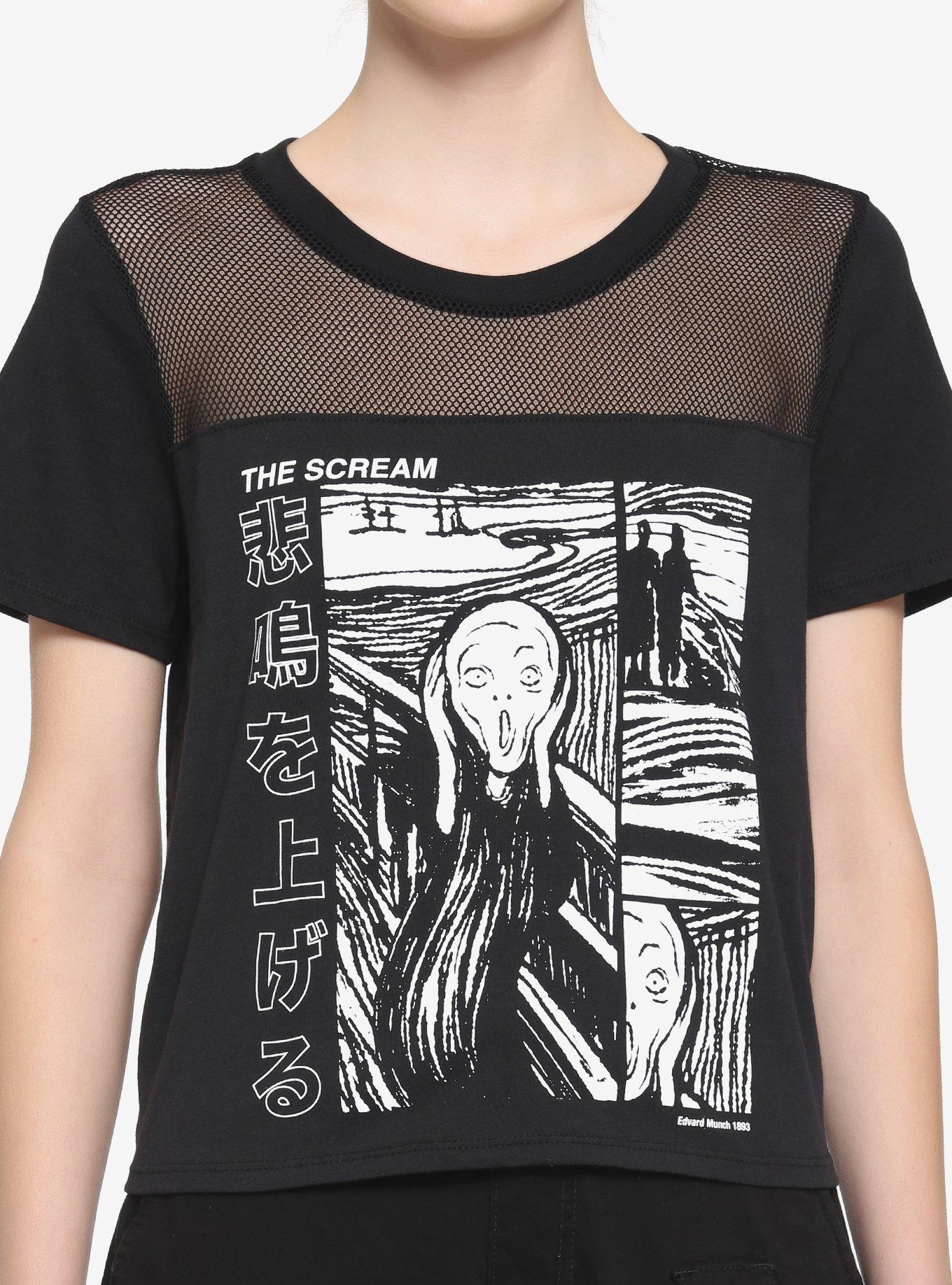 The Scream Mesh Girls Boxy Crop T-Shirt, BLACK, hi-res