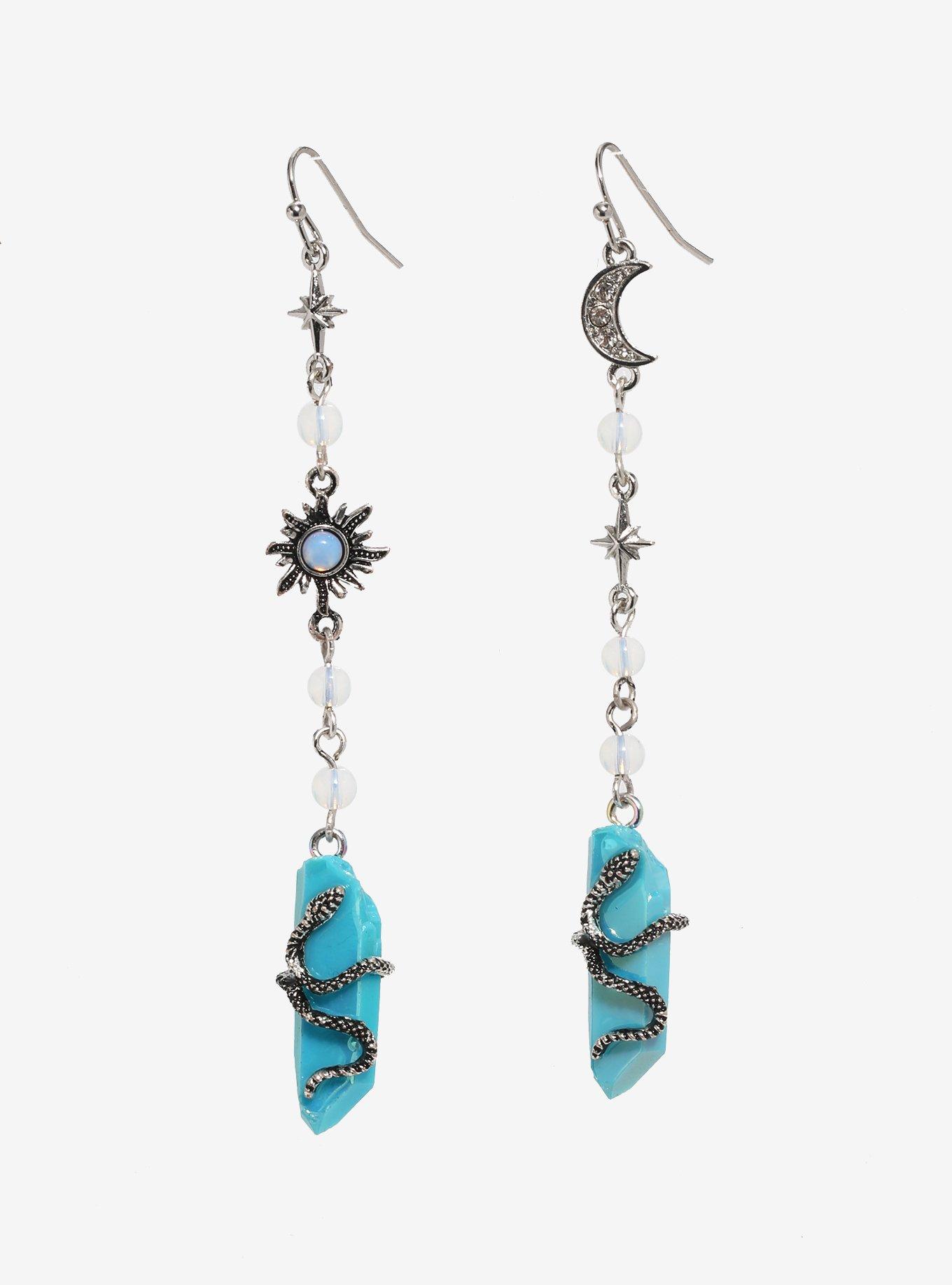 Snake Celestial Faux Crystal Mismatched Earrings Hot Topic
