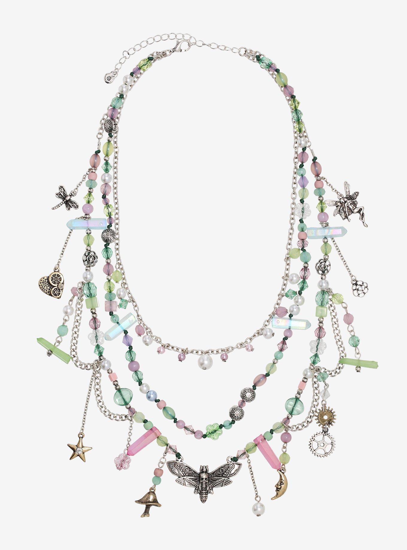 Steampunk Cottagecore Multi Chain Necklace, , hi-res