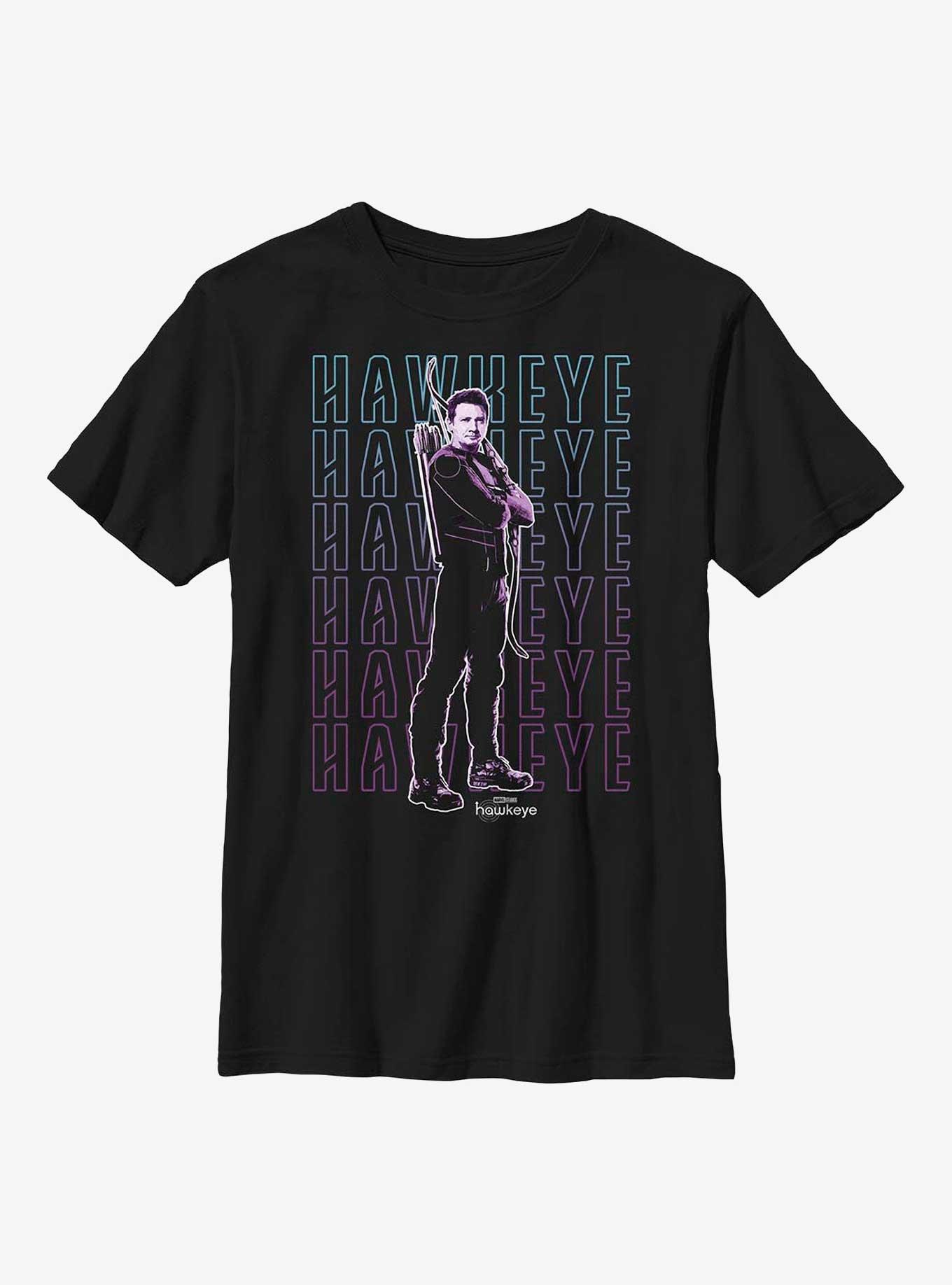 Marvel Hawkeye Stacked Hawkeye Youth T-Shirt, BLACK, hi-res