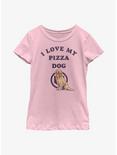 Marvel Hawkeye I Love My Pizza Dog Youth T-Shirt, PINK, hi-res