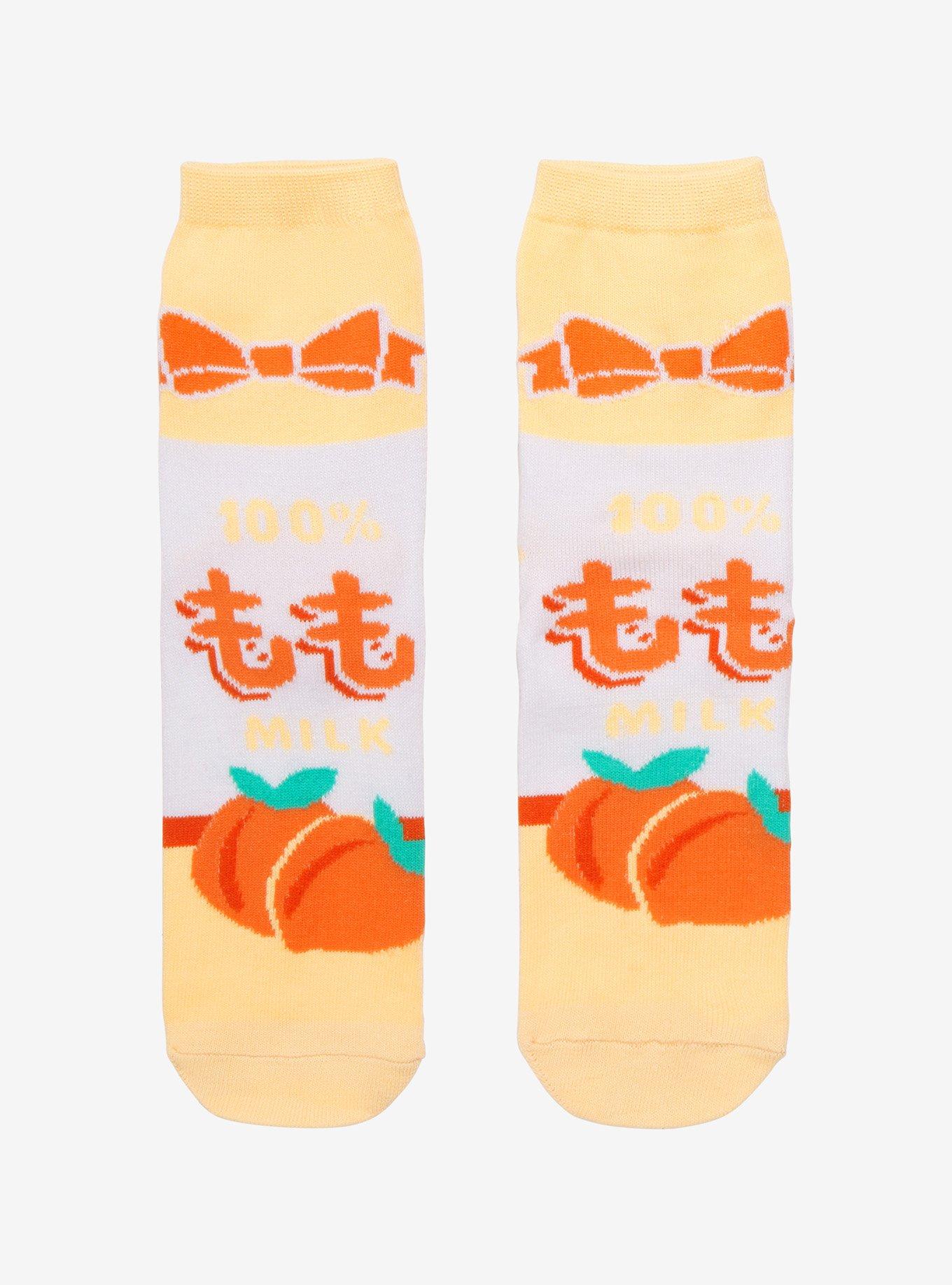 Pastel Peach Milk Crew Socks, , hi-res