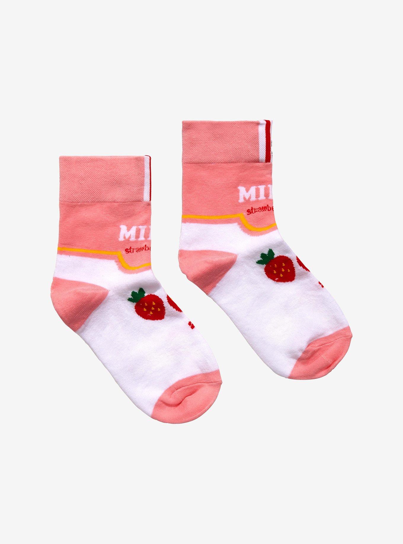 Strawberry Milk Bear Straw Ankle Socks | Hot Topic