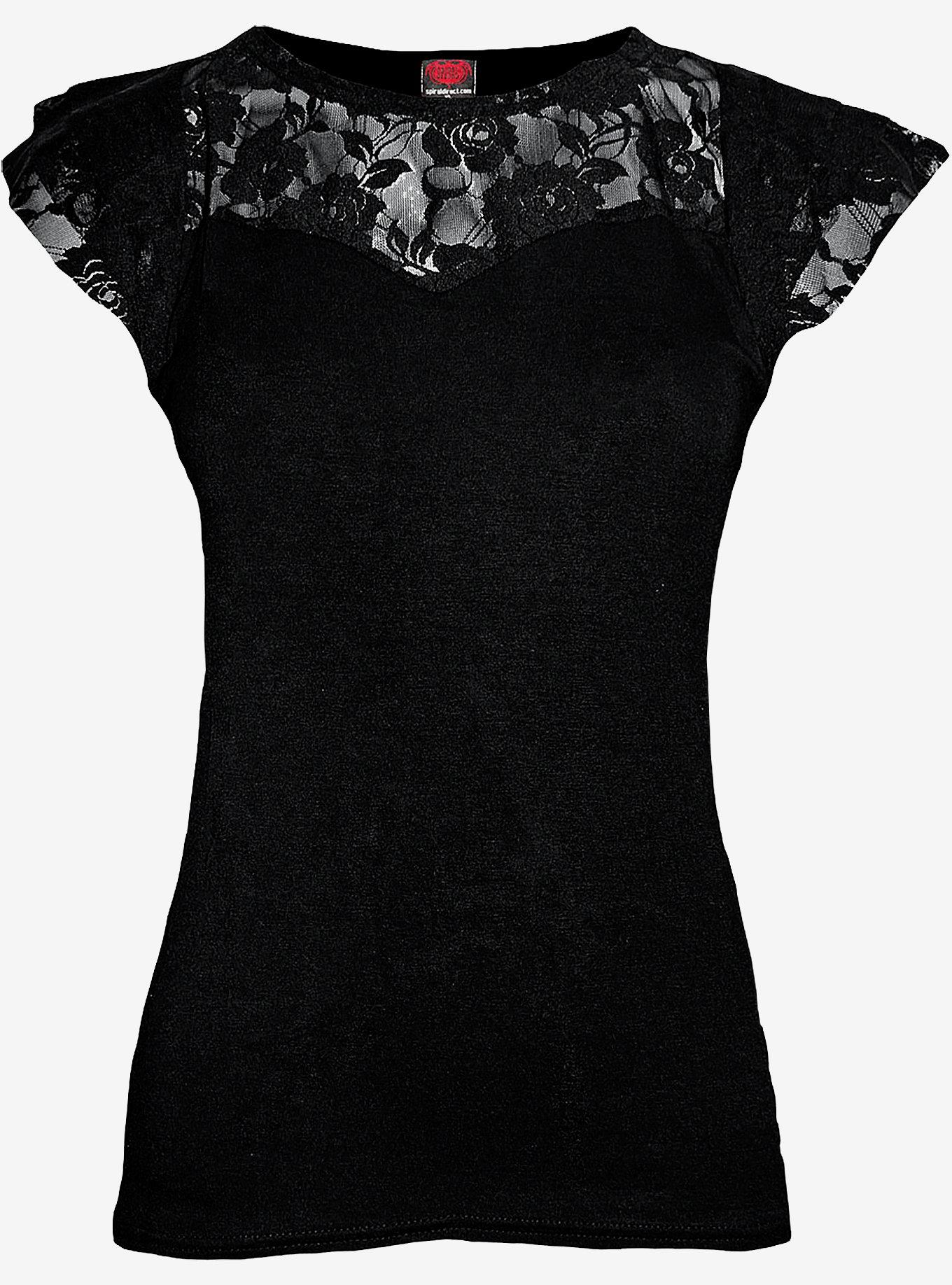 Lace Layered T-Shirt, BLACK, hi-res