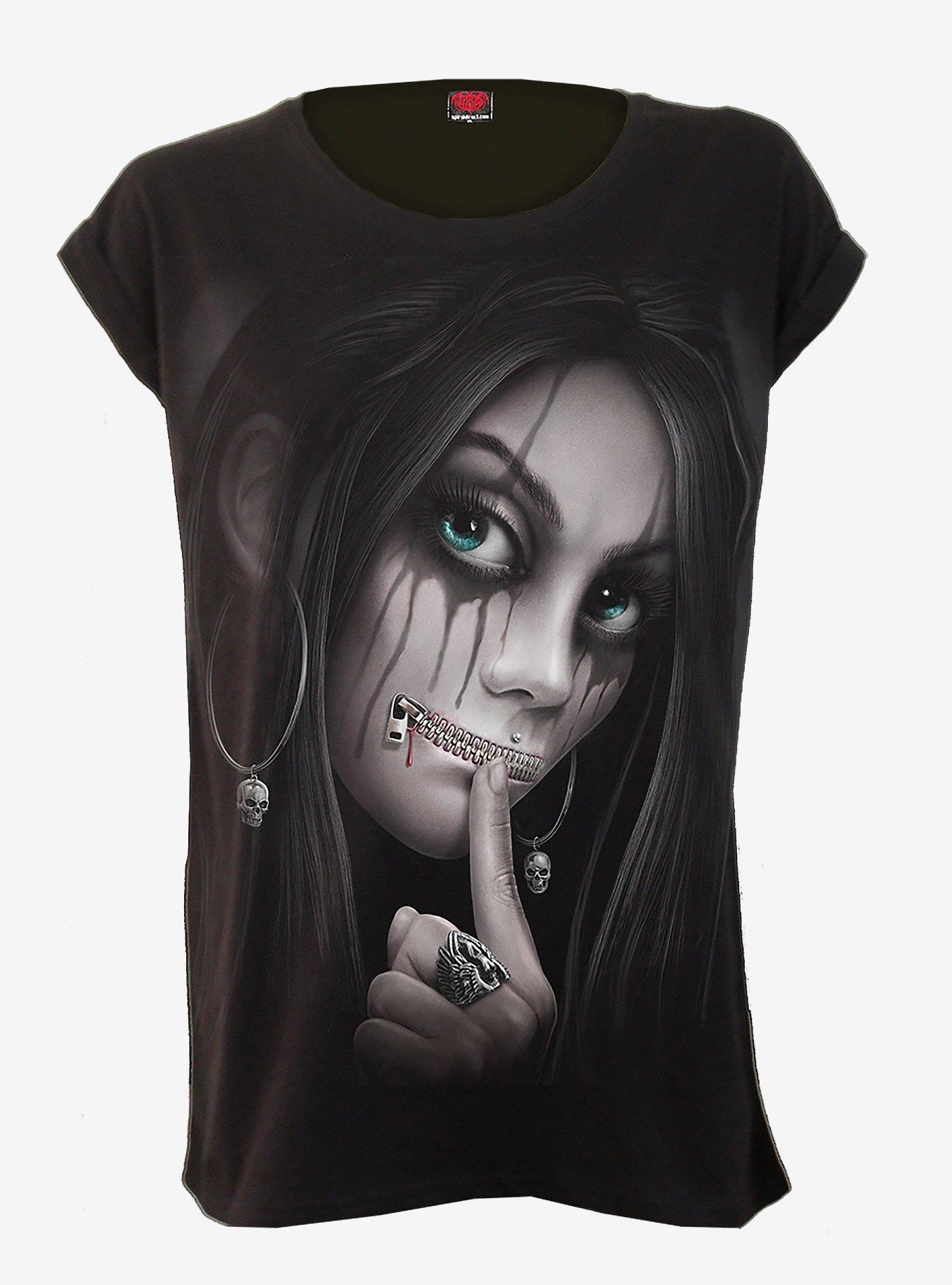 Zipped Turnup Sleeve Loose Fit Tee, , hi-res