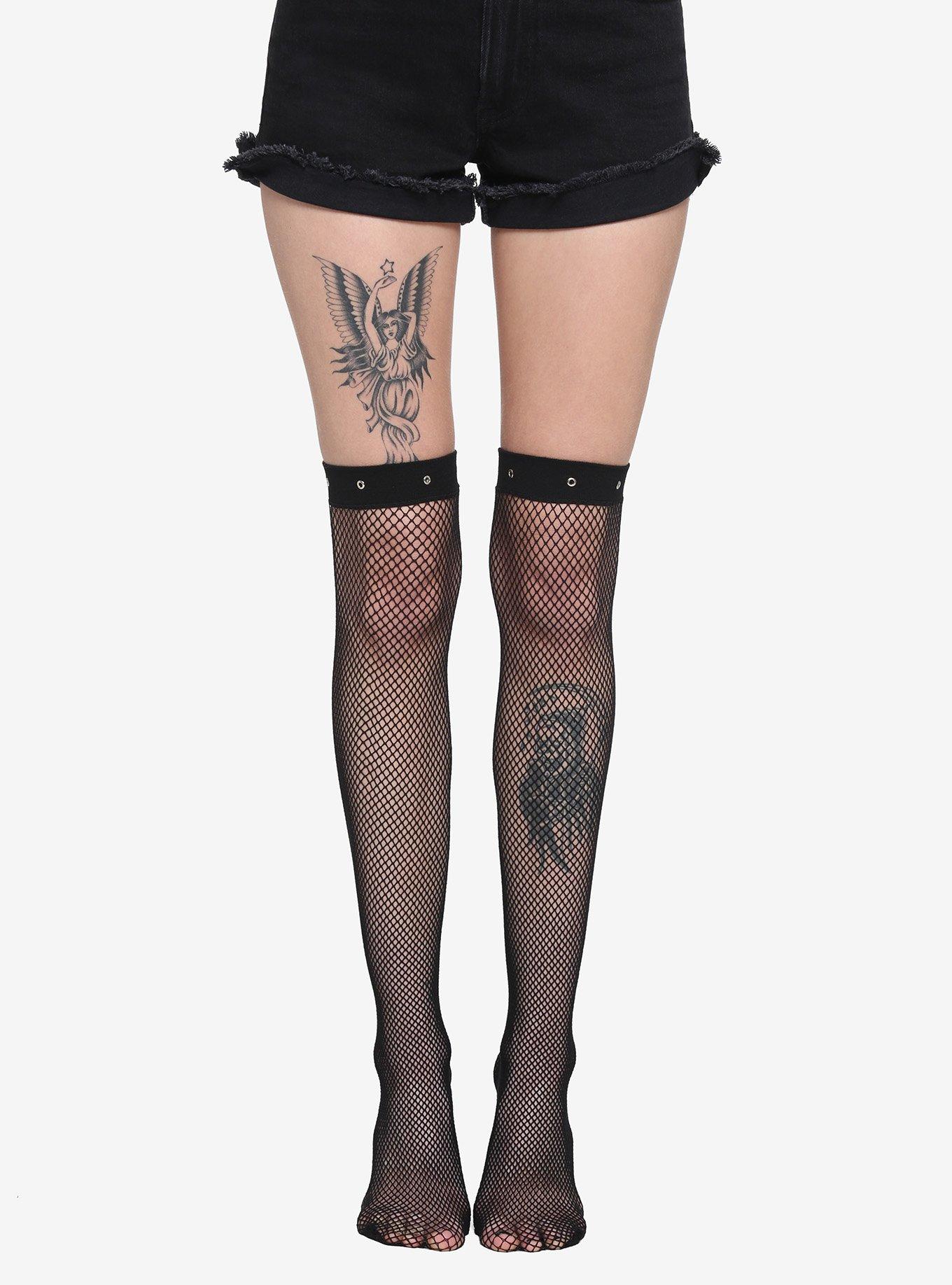 Black Grommet Thigh Highs Hot Topic