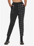 Black & White Split Grid Pants, BLACK  WHITE, hi-res
