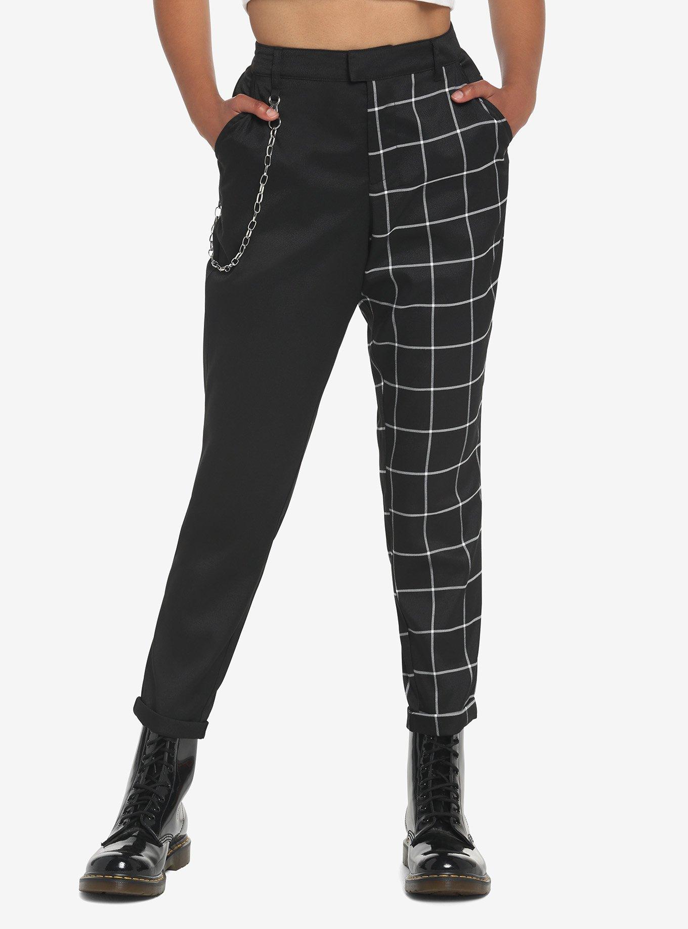 Black and 2025 white grid pants