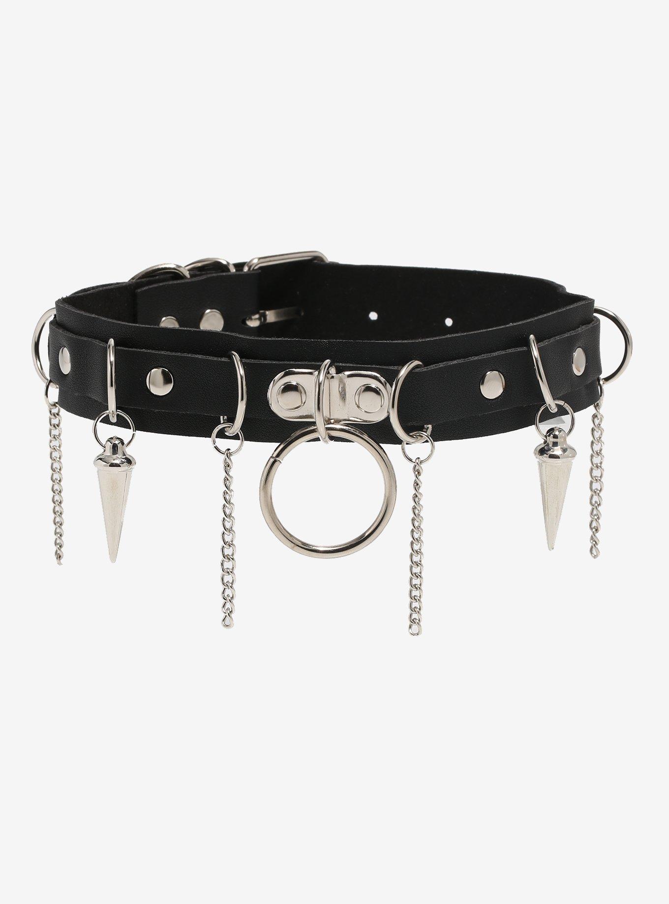 Spiked O Ring Choker / Leather Neck Collar for Men and Women / 