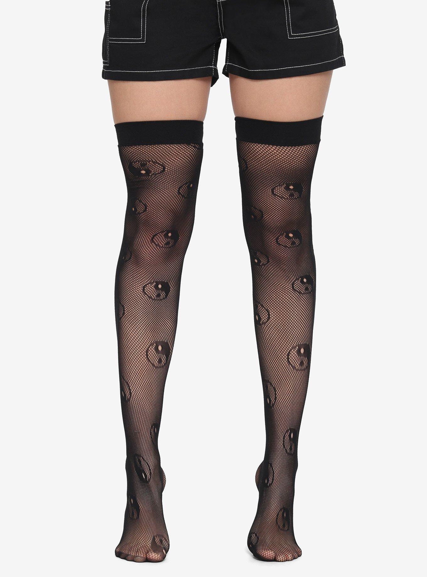 Black Yin-Yang Fishnet Thigh Highs