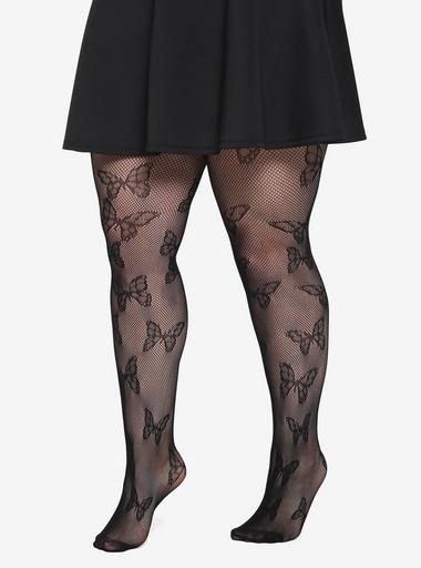HOT TOPIC PLUS XL SIZE BLACK MEDIUM FISHNET FOOTED TIGHTS