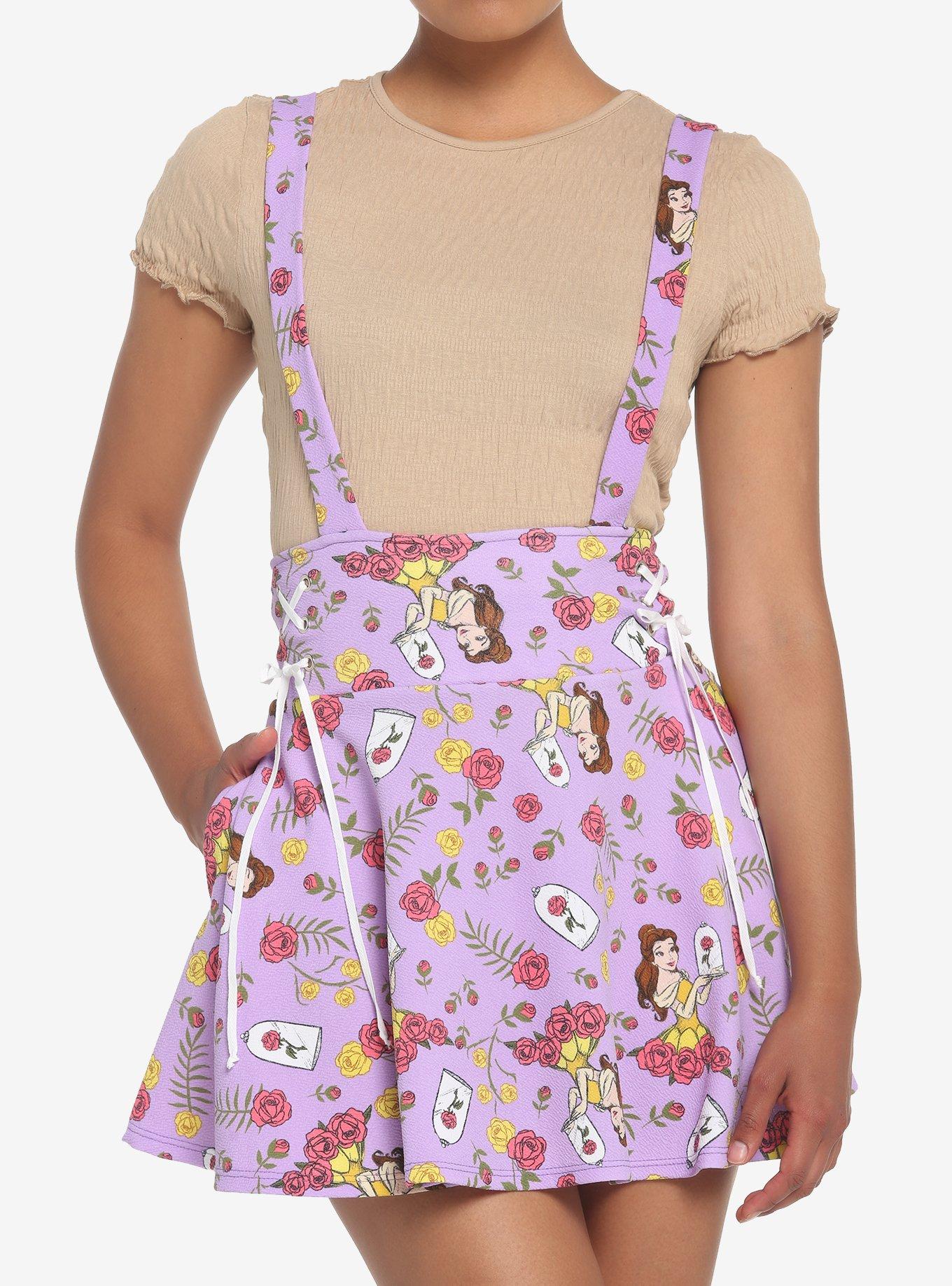 Disney Beauty And The Beast Roses Suspender Skirt, MULTI, hi-res