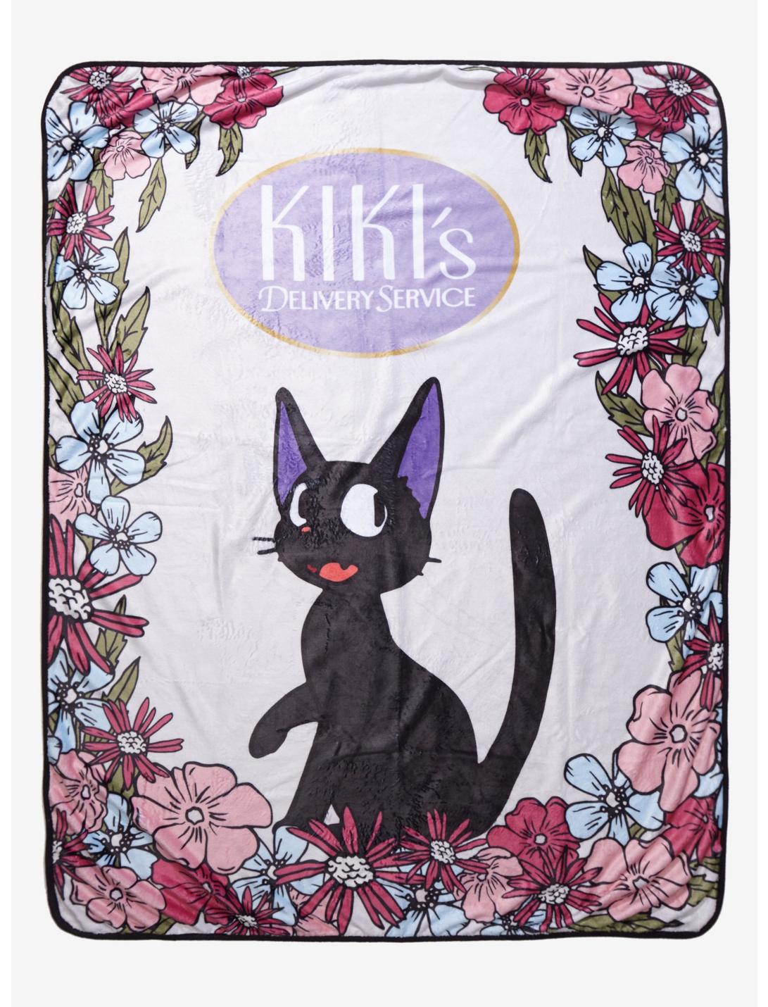 Her Universe Studio Ghibli Kiki's Delivery Service Jiji Flower Throw Blanket, , hi-res