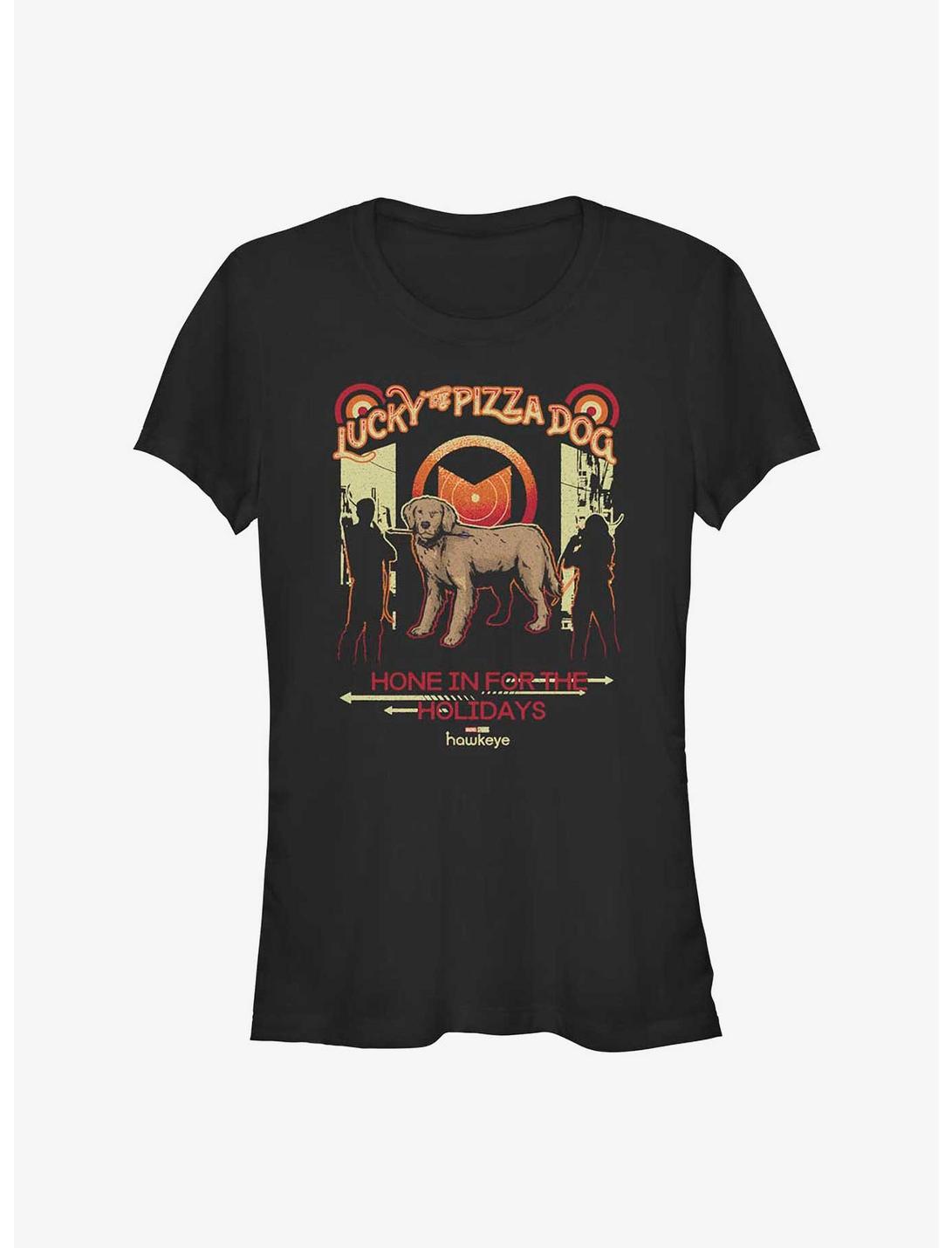 Marvel Hawkeye Lucky The Pizza Dog Girl's T-Shirt, BLACK, hi-res