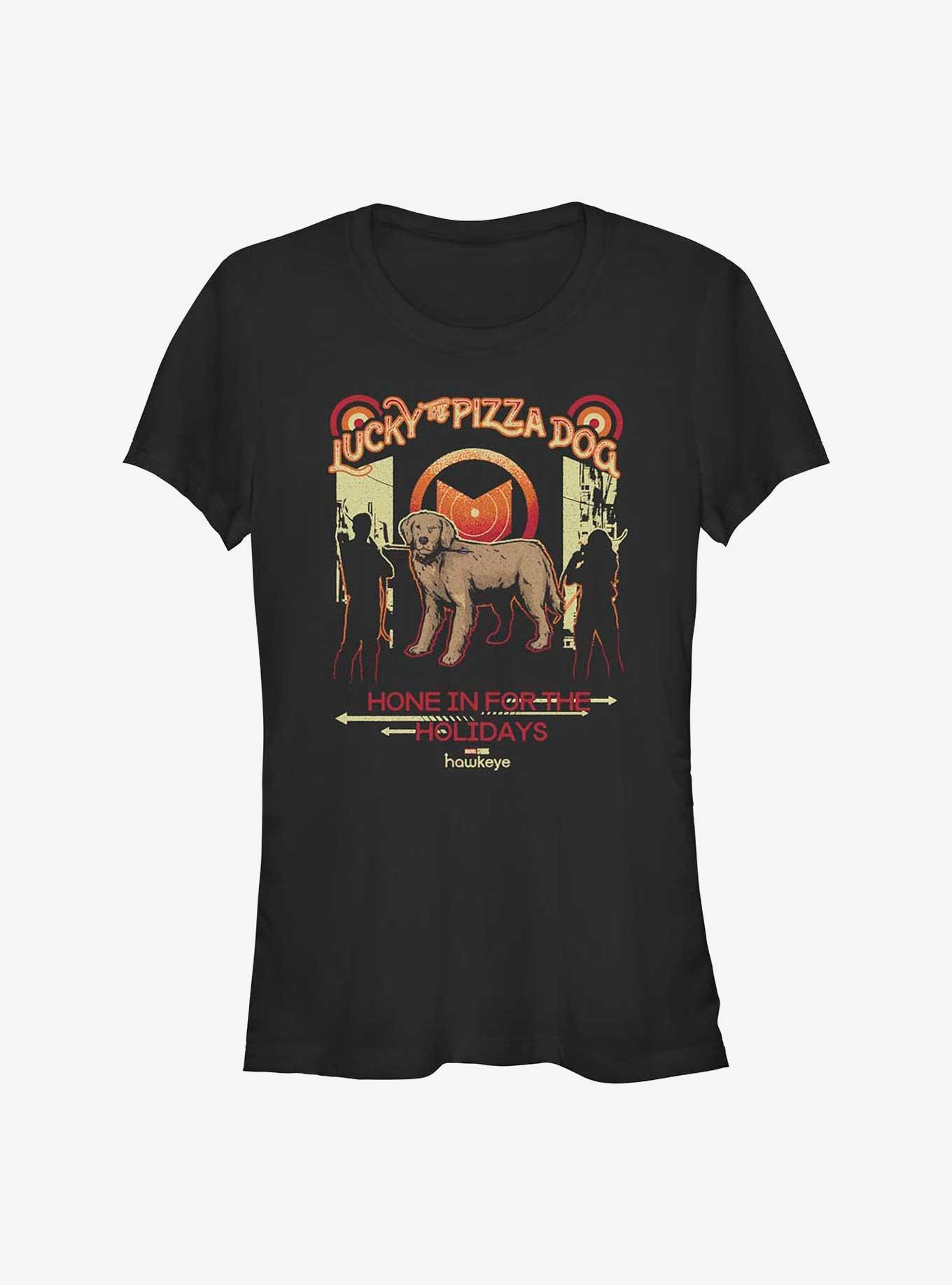 Marvel Hawkeye Lucky The Pizza Dog Girl's T-Shirt, BLACK, hi-res