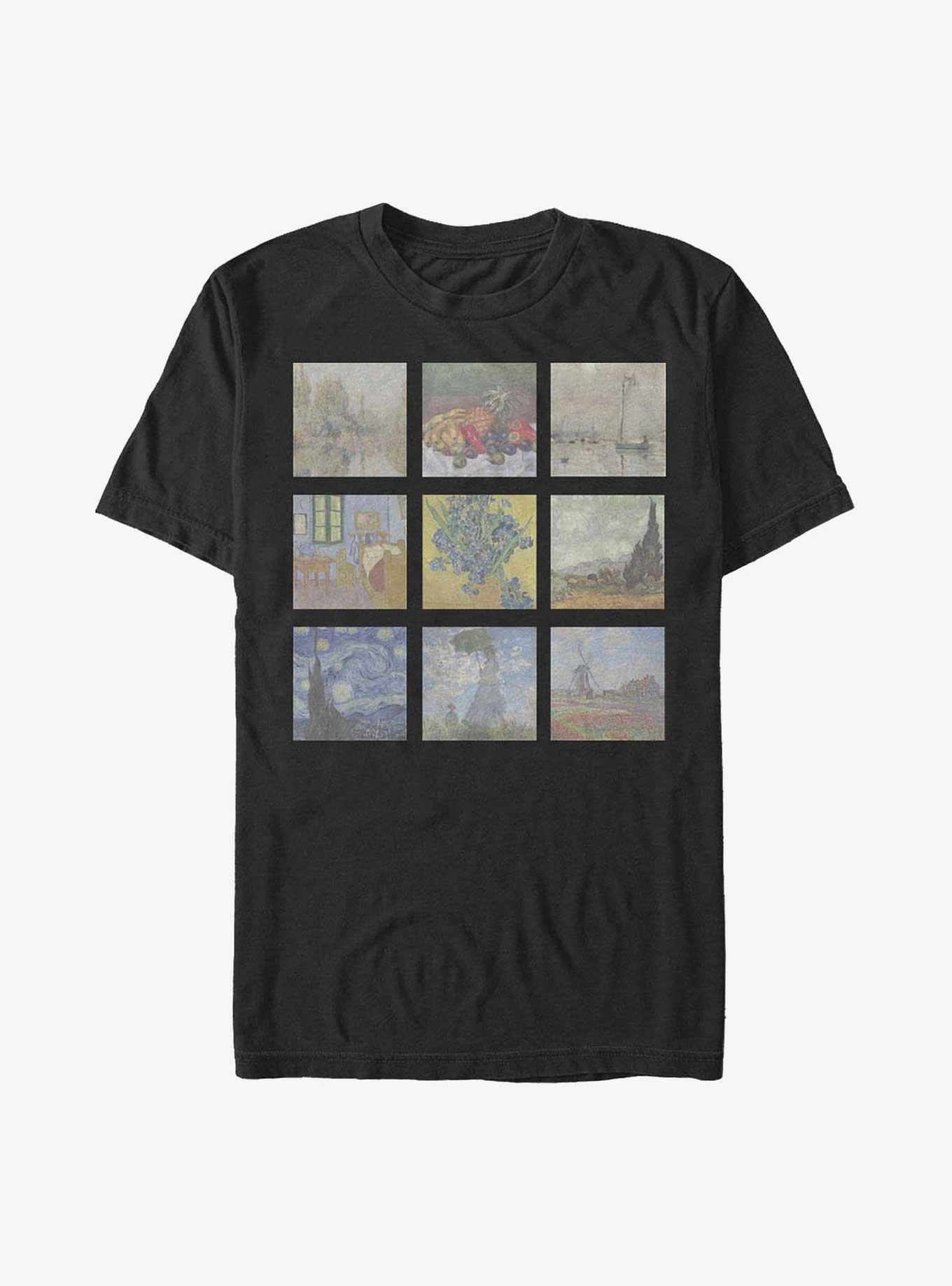 Impressionist Grid T-Shirt, BLACK, hi-res