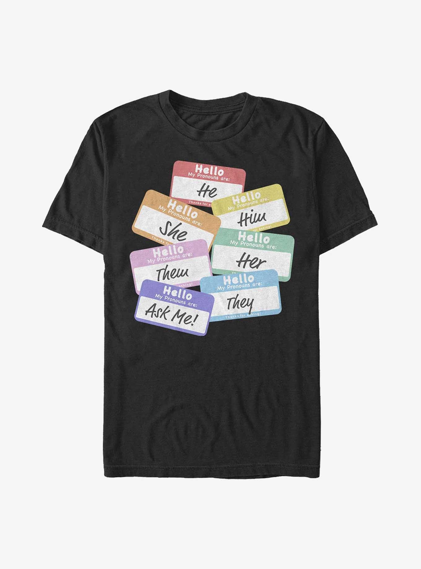 Rainbow Pronouns T-Shirt, BLACK, hi-res