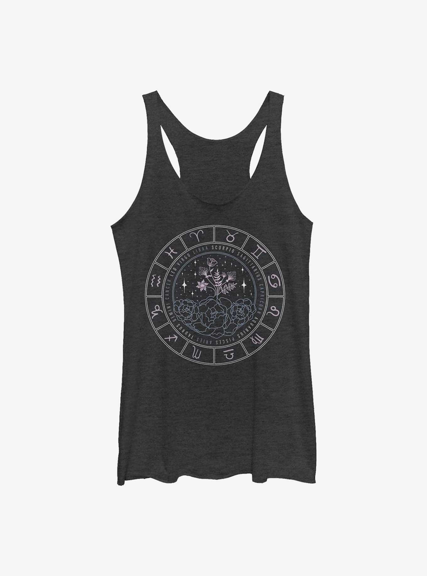 Zodiac Floral Girls Tank, BLK HTR, hi-res