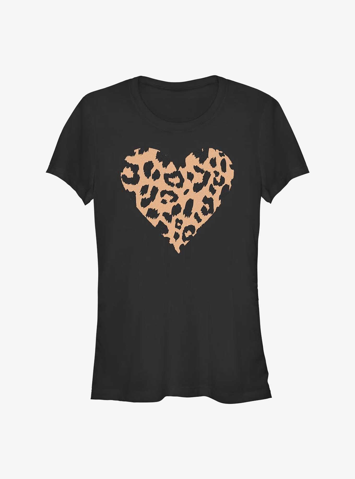 Cheetah Heart Girls T-Shirt, BLACK, hi-res