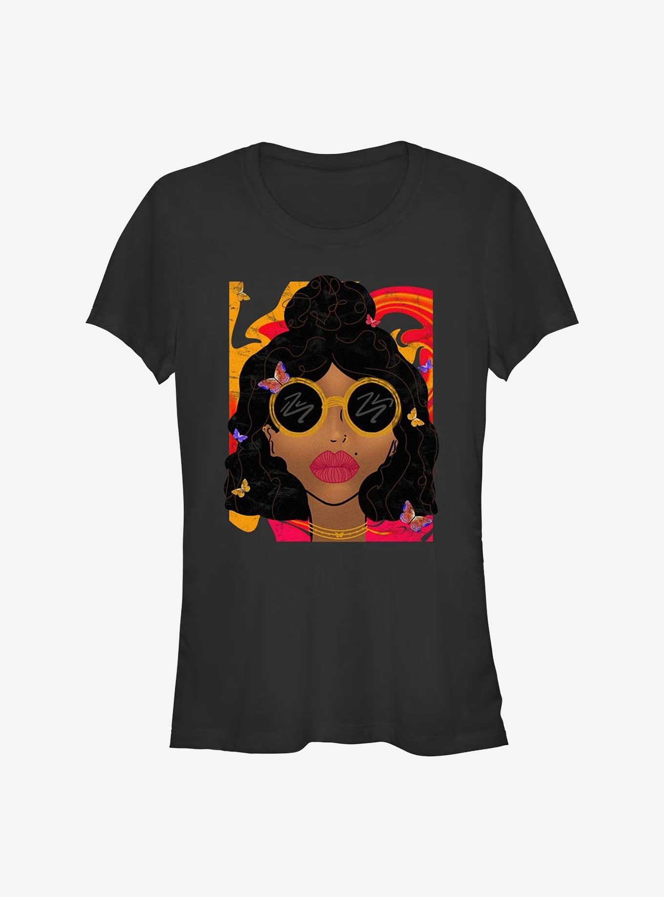 Colorful Portrait Girls T-Shirt, BLACK, hi-res