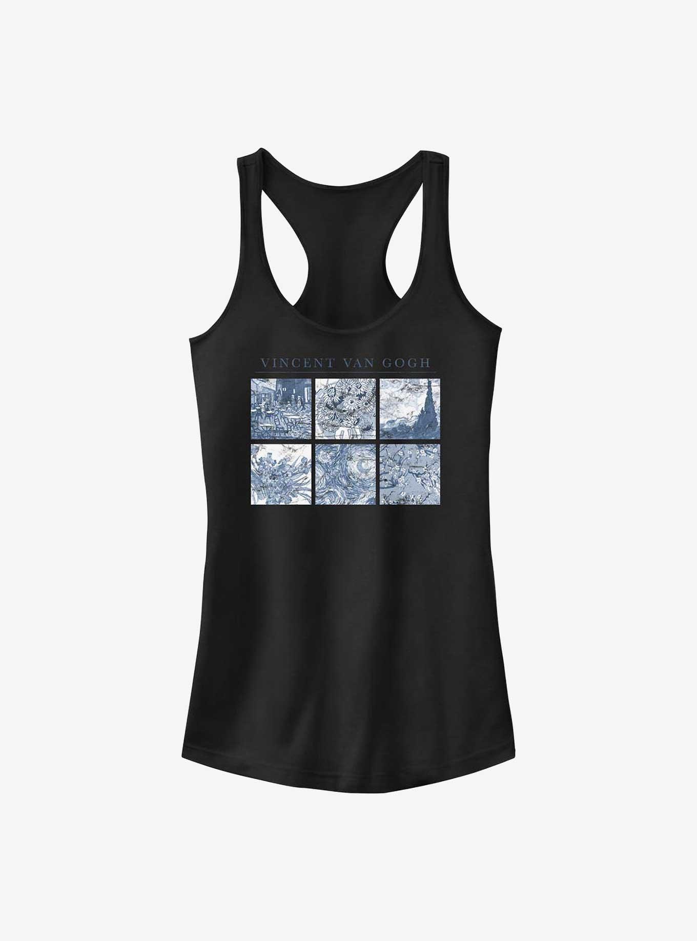 Blue Grid Gogh Girls Tank, BLACK, hi-res