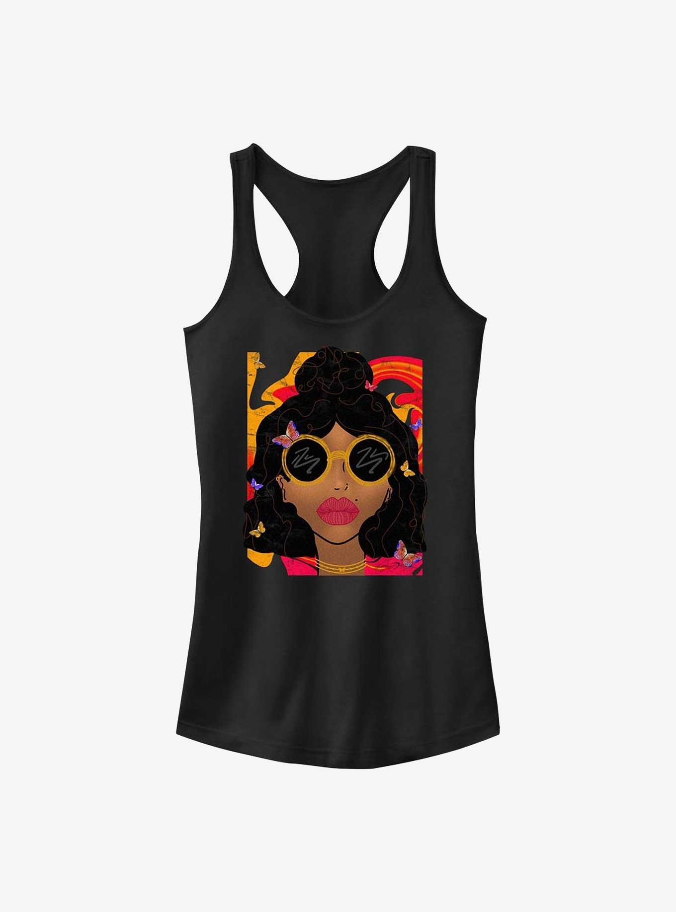 Colorful Portrait Girls Tank, BLACK, hi-res