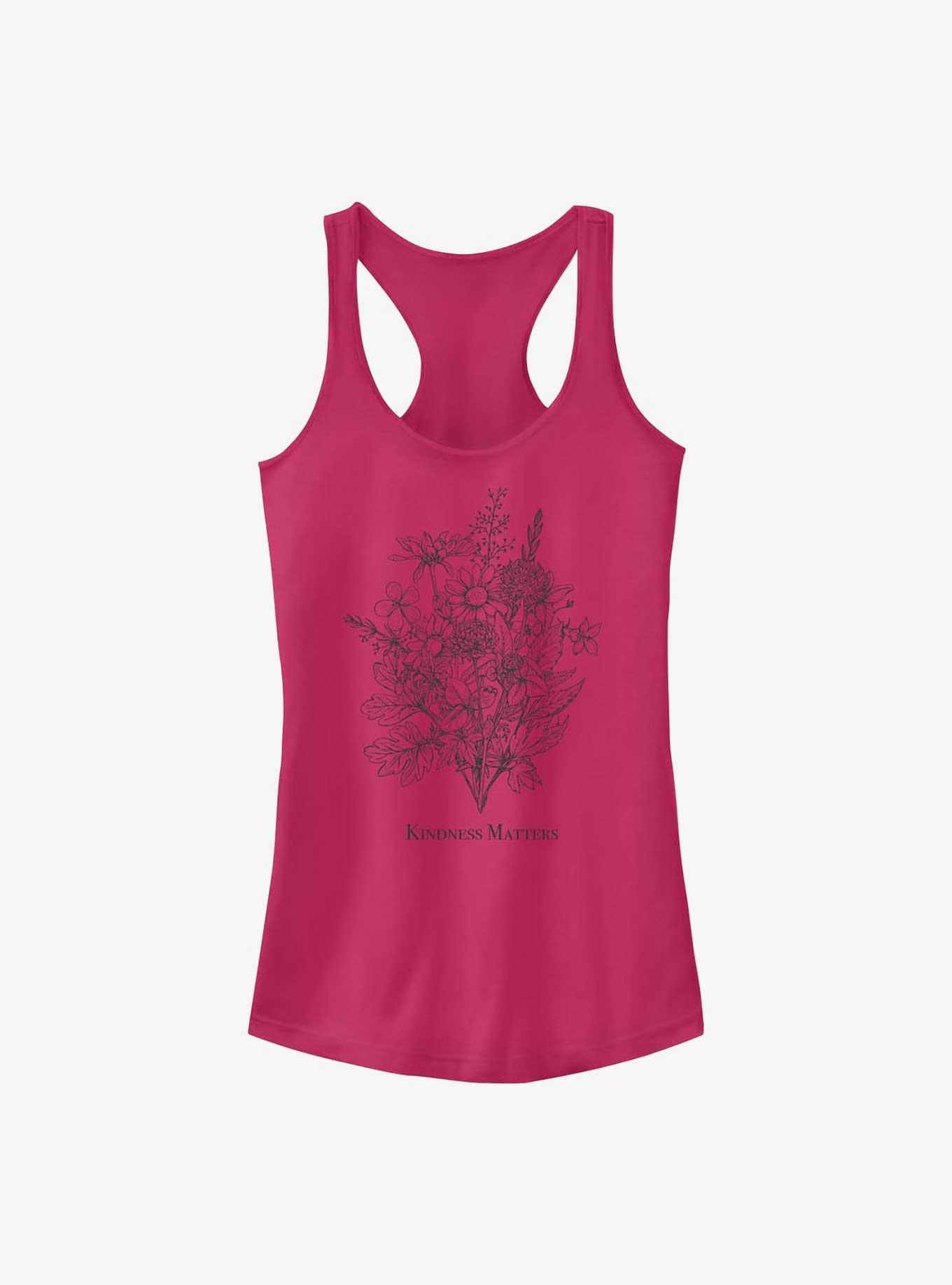 Kindness Floral Bouquet Girls Tank, RASPBERRY, hi-res