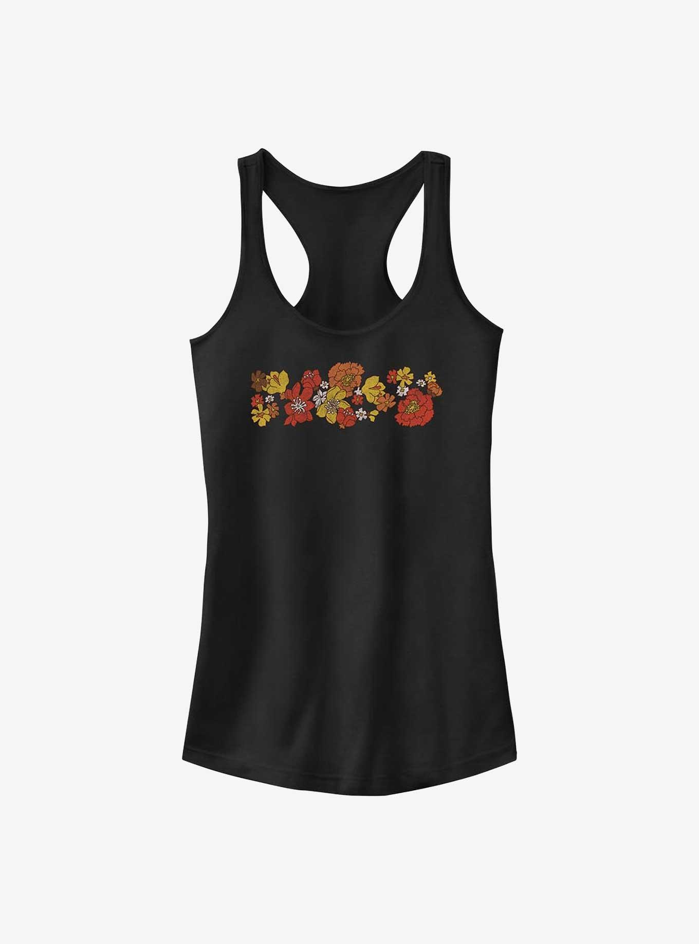 Retro Floral Girls Tank, BLACK, hi-res