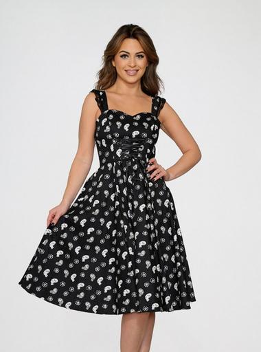 black lace skull dress Spiral Gothic Skull Dress Black Lace Witchy Fit & Flare Grunge Women's Sz S